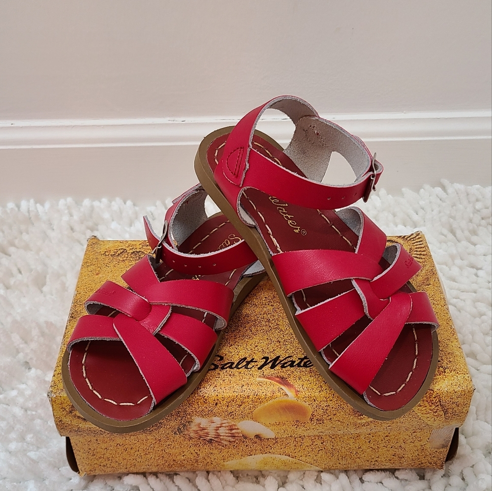 NIB Sun-San Salt Water Red Salt Water Toddler Sandals